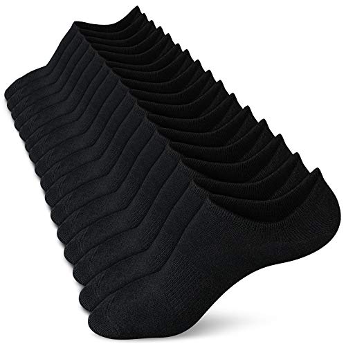 wernies No Show Socks, Women Short Black Low Thin Non Slip Invisible Loafer Ankle Low Cut Socks