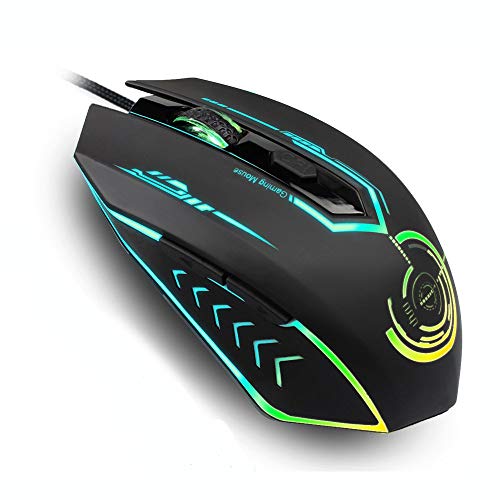 UHURU Gaming Mouse Wired, Laptop Computer Mice with 6 Programmable Buttons, 4 Adjustable DPI Up to 4800, 7 Backlight Modes Ergonomic RGB Gaming Mouse for Laptop PC Gamers (WM-02L)