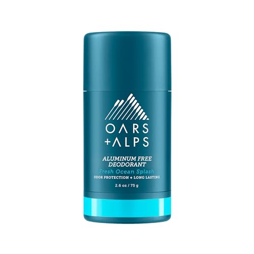 Oars + Alps Aluminum Free Deodorant for Men and Women, Dermatologist Tested and Made with Clean Ingredients, Travel Size, Fresh Ocean Splash, 1 Pack, 2.6 Oz