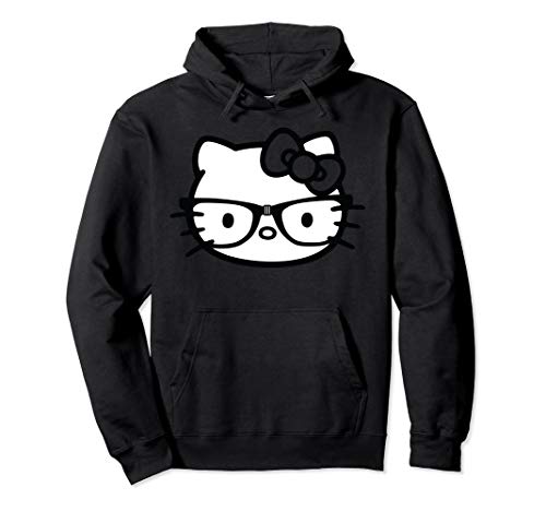 Hello Kitty Black and White Nerd Glasses Pullover Hoodie