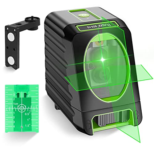 Self-leveling Laser Level - Huepar Box-1G 150ft/45m Outdoor Green Cross Line Laser Level with Vertical Beam Spread Covers of 150°, Selectable Laser Lines, 360° Magnetic Base and Battery Included