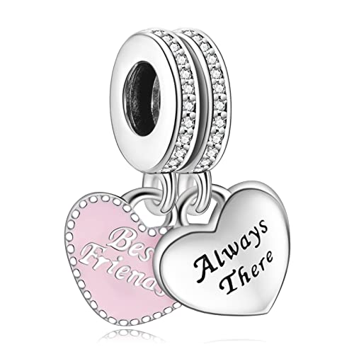 Annmors Best Friends Charm fits Bracelets for Woman-925 Sterling Silver Dangle Pendant Bead,Girl Jewelry Beads Gifts for Women Bracelet&Necklace