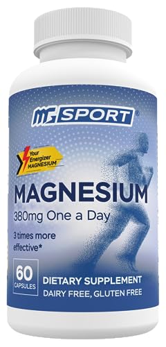 High Absorption Magnesium for Leg Cramps,tensed Muscles, Supports Muscles Function with Vitamins B6, D, E, 380mg Magnesium, 60 Servings