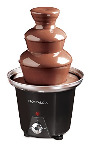 Nostalgia 3 Tier Electric Chocolate Fondue Fountain Machine for Parties - Melts Cheese, Queso, Candy, and Liqueur - Dip Strawberries, Apple Wedges, Vegetables, and More - 24-Ounce - Black, Small