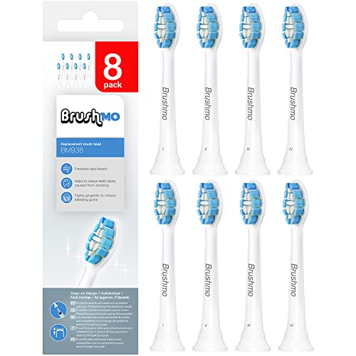 Brushmo Replacement Toothbrush Heads Compatible with Philips Sonicare Optimal Gum Health HX9033, White 8 Pack.