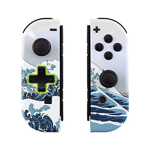 eXtremeRate The Great Wave Soft Touch Joycon Handheld Controller Housing (D-Pad Version) w/Full Buttons, Replacement Shell Case for Nintendo Switch & Switch OLED Joy-Con – Console Shell NOT Included