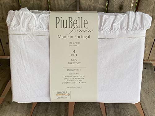 Piu Belle piubelle White Cotton Ruffle King Size Sheet Set King Size 4-pc Set Includes 2 King Size Pillowcases
