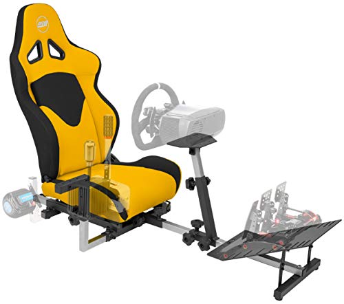 OpenWheeler GEN3 Racing Wheel Simulator Stand Cockpit Yellow on Black, Video Game Controller, Fits All Logitech G923, G920, Thrustmaster, Fanatec Wheels, Compatible with Xbox One, PS4, PC Platforms.