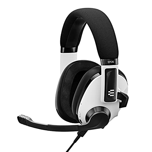 EPOS Gaming H3 Hybrid - Closed Acoustic Gaming Headset with Bluetooth - USB-A PC & 3.5mm Console Cable - Dual Microphones - Lightweight - Easy Adjustment - Long Battery Life - Multi-Platform White