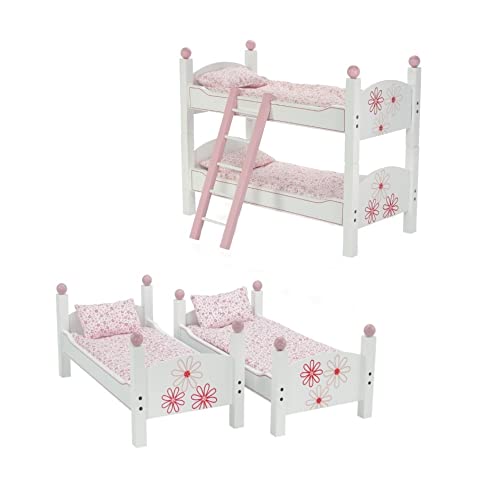 Emily Rose 18 Inch Doll Clothes Furniture and Accessories - Floral Doll Bunkbed Bunk Bed Including Quilted 18' Doll Bedding and Ladder Accessory