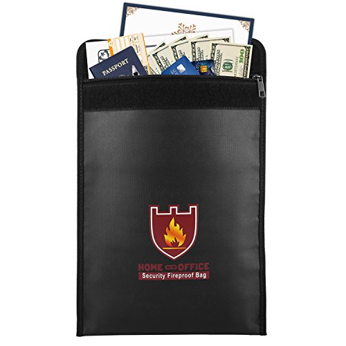 Fireproof Money & Document Bag, MoKo File Document Organizer 15' x 11' Fire & Water Resistant Cash & Envelope Holder, Protect Your Valuables, Documents, Money, Zipper Closure for Protection, Black