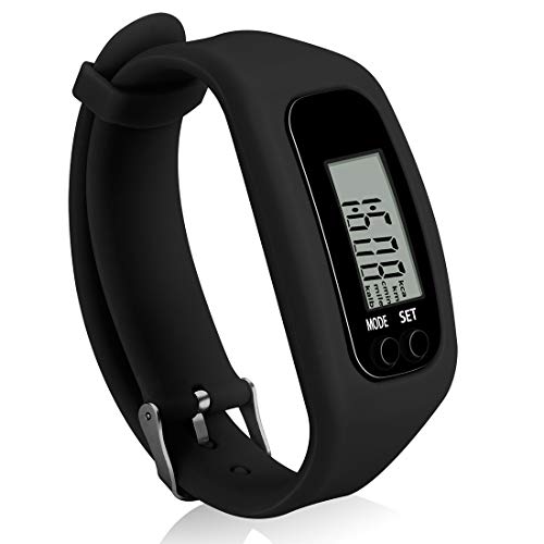 Bomxy Fitness Tracker Watch ,Simply Operation Walking Running Pedometer with Calorie Burning and Steps Counting Easy use Step Tracker (80Y90-black)
