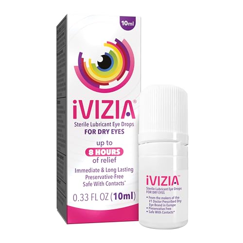 iVIZIA Sterile Lubricant Eye Drops for Dry Eyes, Preservative-Free, Moisturizing, Dry Eye Relief, Contact Lens Friendly, 0.33 fl oz Bottle