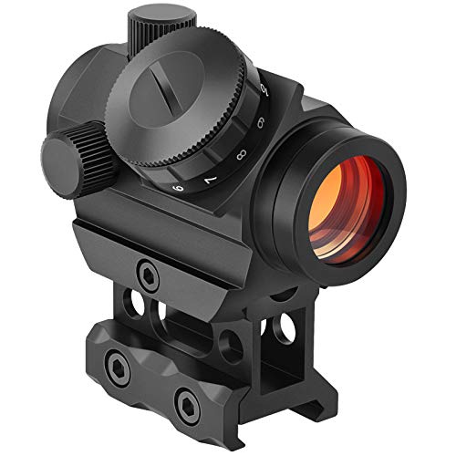 MidTen 2MOA Red Dot Sight 1x25mm Reflex Sight Waterproof & Shockproof & Fog-Proof Red Dot Scope, Mini Riflescope with 1 inch Riser Mount, Black