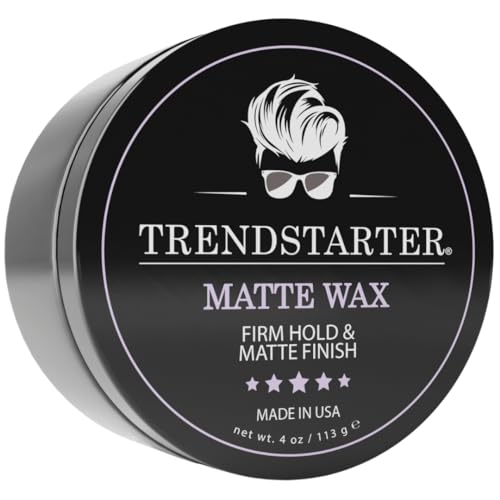 TRENDSTARTER - MATTE WAX (4oz) - Firm Hold - Matte Finish - Mens Hair Products – Premium Water Based All-Day Hold Hair Styling Pomade – Flake-Free - Styling Wax for All Hair Types