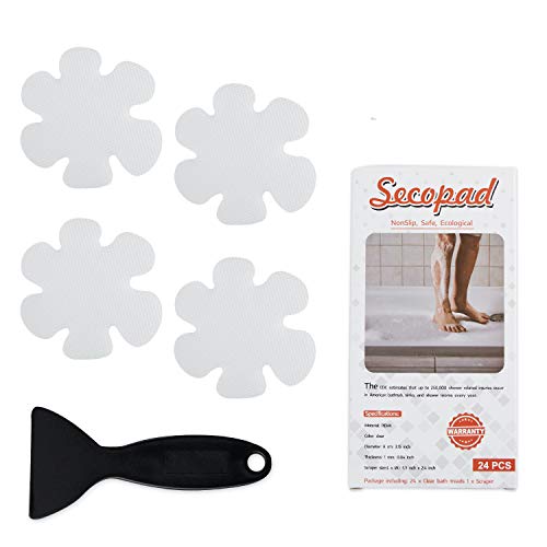 Secopad Bathtub Stickers Non-Slip, Safety Shower Treads Adhesive Appliques with Premium Scraper