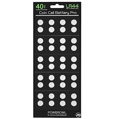 POWEROWL High Capacity LR44 Batteries 40 Pack, L1154F AG13 357 303 SR44 A76 Premium Alkaline Battery 1.5V Button Coin Cell Batteries