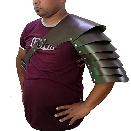 The Medieval Shop Spaulder Armor SCA Articulated Pauldron Cosplay Genuine Leather Viking Armor (Brown)