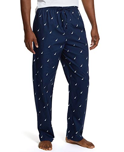 Nautica Men's Soft Woven 100% Cotton Elastic Waistband Sleep Pajama Pant, Maritime Navy, Large