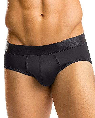 Leo Mens Padded Butt Enhancing Boxer Brief,Black,Medium