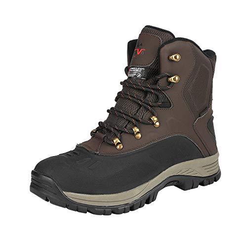 NORTIV 8 Men's 180411 Dark Brown Black Insulated Waterproof Construction Hiking Winter Snow Boots Size 9.5 M US