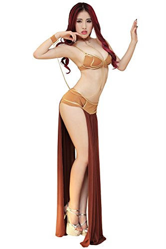 Honeystore Women's Halloween Cosplay Space Slave Uniforms Costume Lingerie Set, Brown, Medium