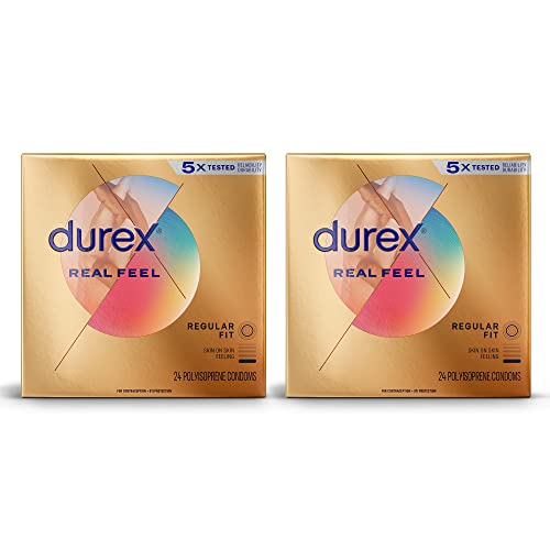 Durex Avanti Bare Real Feel Condoms, Non Latex Lubricated Condoms for Men with Natural Skin on Skin Feeling, FSA & HSA Eligible, 24 Count (Packaging May Vary) (Pack of 2)