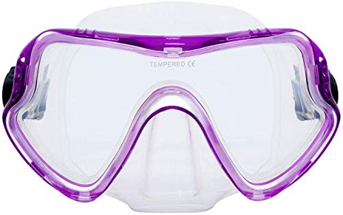 MOUNTDOG Snorkel Mask, Scuba Diving Goggles with 180 Degree View and Tempered Glass for Adults and Youth, Anti-Fog and Anti-Leak Snorkel Scuba Diving Mask (Snorkel Mask-001, 1536-Purple)