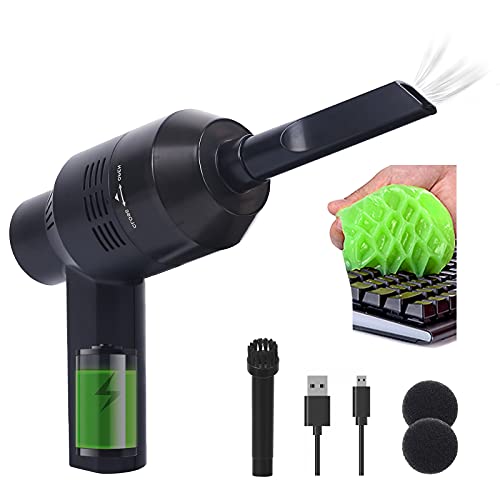 MODUSKYE Keyboard Cleaner with Cleaning Gel, Portable Keyboard Vacuum Cleaner 2 Vacuum Nozzles, USB Rechargeable, Computer Mini Vacuum Cleaner for Car, Laptop, Computer, Makeup Bag, Pet Hair