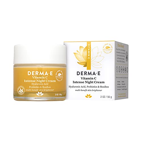 DERMA-E Vitamin C Intense Night Cream – Brightening and Hydrating Facial Skin Renewing Cream – Anti-Aging Overnight Facial Moisturizer 2 oz