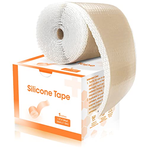 Carbou Silicone Scar Sheets (1.6'x 60'Roll) Medical Silicone Scar Tape Roll,Easy-Tear Soft Silicone Tape for Scars Removal,Reusable Painless Silicone Sheets for Surgery Scars, C-section, Burn, Keloid