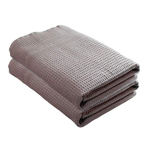 GILDEN TREE Waffle Towels Quick Dry Lint Free Thin, Bath Towel 2 Pack, Classic Style (Pewter)