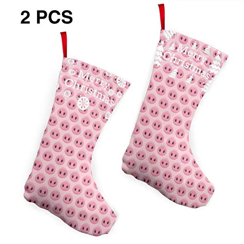 Cute Pigs Noses Pattern Personality Christmas Stockings 2 Pcs Set 12'' for Everyone One Size