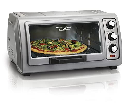 Hamilton Beach 6 Slice Countertop Toaster Oven With Easy Reach Roll-Top Door, Bake, Broil & Toast Functions, Auto Shutoff, Silver (31127D)