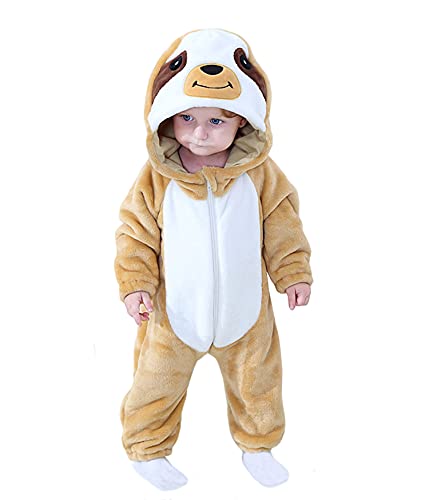 TONWHAR Toddler Infant Tiger Dinosaur Animal Fancy Dress Costume Hooded Romper Jumpsuit (18-24 Months/Height:32'-35',Sloth)