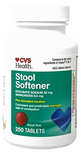 Zmaomaoy CVS Stool Softener Plus Stimulant Laxative Tablets, Docusate Sodium 50 mg, Sennosides 8.6 mg, 250 Count