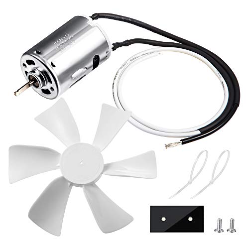 6 inch RV Vent Fan, 12V D-Shaft RV Fan Motor with White Fan Blade, RV Exhaust Fan with 2 Screws 2 Zip Ties and Template for mounting, Replacement Parts for RV Roof Celling Bathroom Exhaust