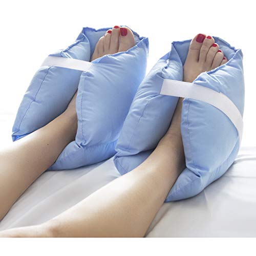 DMI Heel Cushion Protector Pillow to Relieve Pressure from Sores and Ulcers, Foot Pillow, FSA HSA Eligible, Adjustable in Size, Blue, White, Sold as a Set of 2