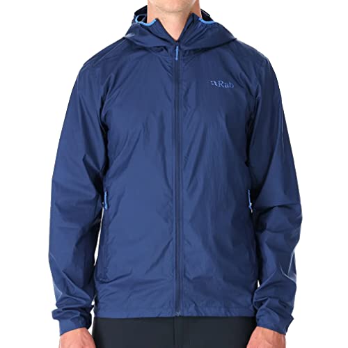 RAB Men's Vital Hoody Ultralight Windproof Shell Jacket for Hiking, Trail Running, & Climbing - Nightfall Blue - Large