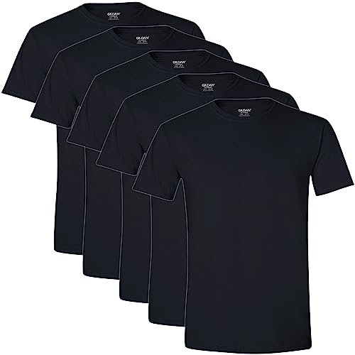 Gildan Platinum Men's Crew T-Shirts, Black, XX-Large, 5-Pack