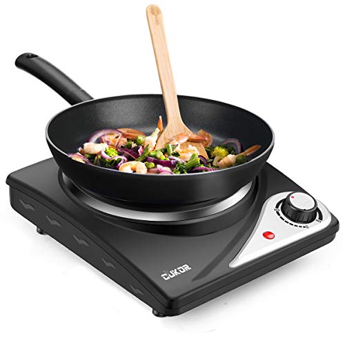 CUKOR Hot Plate,Electric Single Burner for Cooking,1500W Portable Electric Stove,cast-iron,Stainless Steel Non-Slip Rubber Feet