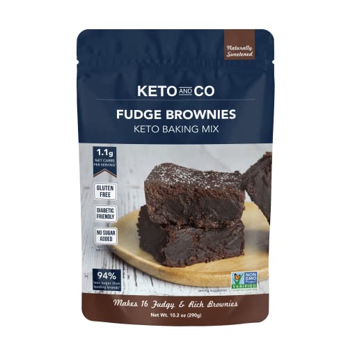 Keto Fudge Brownie Mix by Keto and Co | Just 1.1g Net Carbs Per Serving | Gluten free, Low Carb, Diabetic Friendly, Naturally Sweetened, No Added Sugar, Non-GMO | (16 Servings)