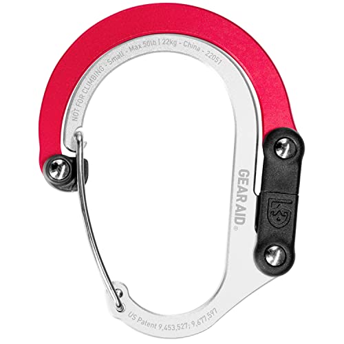 GEAR AID HEROCLIP Carabiner Clip and Hook (Small) for Purse, Stroller, and Backpack, Hot Rod Red