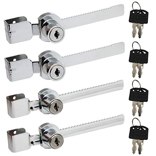 Omitfu 4 Pcs Sliding Glass Door Lock Ratchet Drawer Display Case Showcase Lock 2 Different Sizes Lock - Same Keys for All Locks