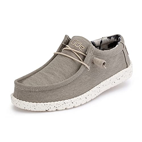 Hey Dude Men's Wally Stretch Beige Size 8 | Men’s Shoes | Men's Lace Up Loafers | Comfortable & Light-Weight