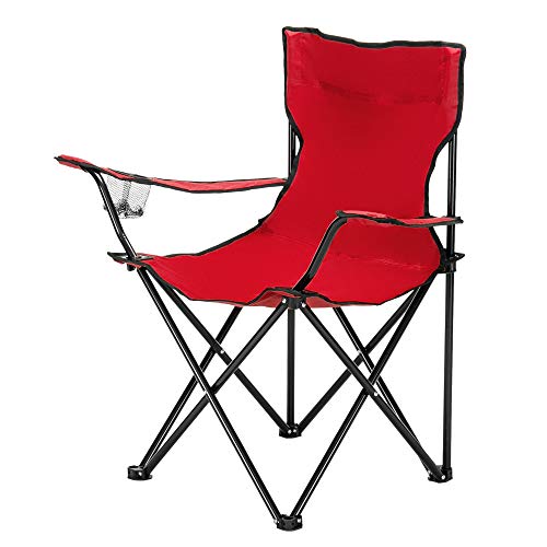 Kcelarec Portable Folding Camping Chair with Arm Rest Cup Holder and Carrying and Storage Bag (Red)
