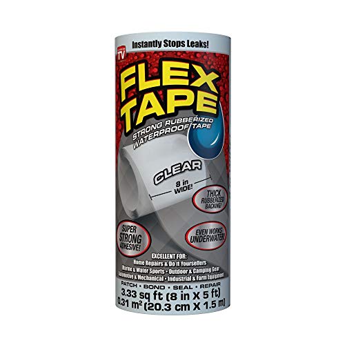 Flex Tape Rubberized Waterproof Tape, 8' x 5', Clear