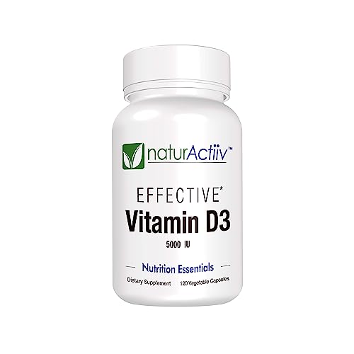naturActiiv Organic Vitamin D3 5000 IU Microtabs - High-Strength VIT D Supplement for Women/Men - Quick Absorption, Boosts Bone, Hair, Skin, Cardio, Immune & Mood | Pure, Vegan, Adult VIT D3 No Oils