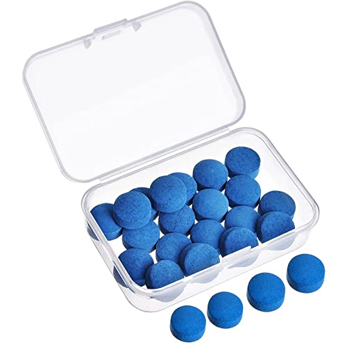 Gejoy 20 Pieces Cue Tips 13 mm Pool Billiard Cue Tips Replacement with Storage Box for Pool Cues and Snooker, Blue