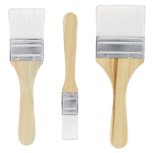 U.S. Art Supply 3 Pack of Variety Size Synthetic Bristle Paint, Chip and Utility Paint Brushes for Paint, Stains, Varnishes, Glues, and Gesso